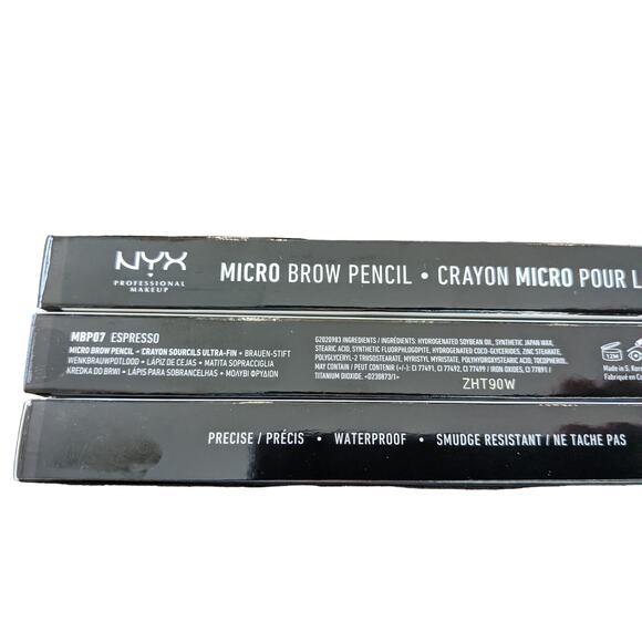 NYX 3 pack Micro Eyebrow Pencil MBP07 Espresso Brown Waterproof Smudge Resistant - Picture 4 of 7